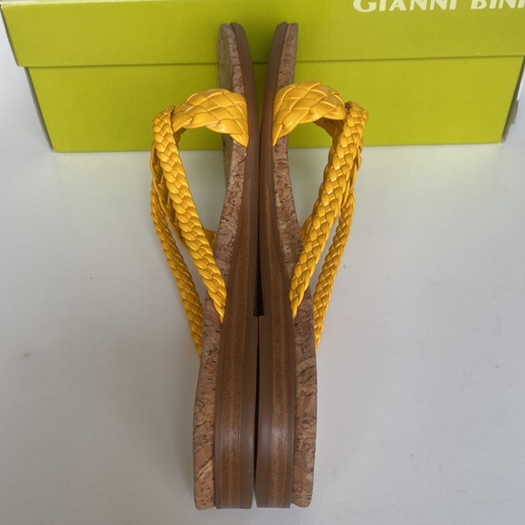 GIANNI BINI Surfs-Up Fenix Yellow Thong Braided Sandal Cork Logo Women’s Size 6M - Picture 6 of 10